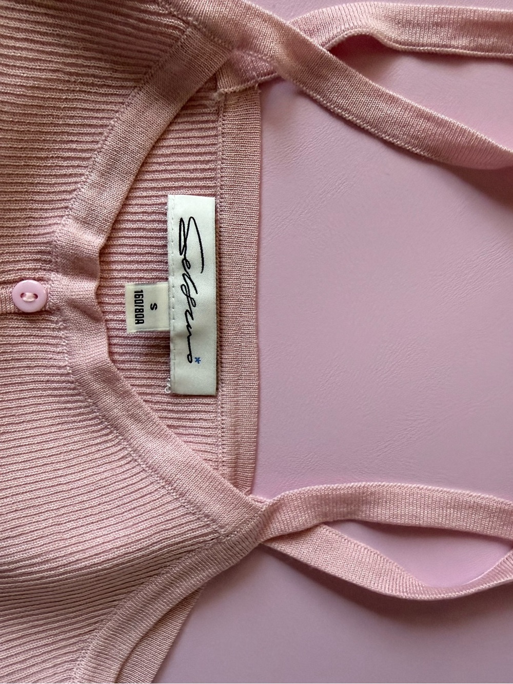 Light Pink Ribbed Button-Front Tank Top - Picture 5 of 11